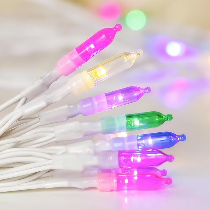 30 LED Easter Mini Lights - 11.5Ft Pastel Colored Battery String Light with 8 Modes, Timer, Waterproof - Fairy Christmas Lighting for Outdoor Tree Bedroom House Party Garland Decorations - White Wire
