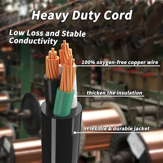 25 FT Outdoor Extension Cord with Multiple Outlets, 14/3 Gauge Heavy Duty Extension Cord Evenly Spaced 3 Outlets Plugs Black with Lighted Waterproof, 15AMP 1875W 125V 14AWG SJTW, ETL Listed.