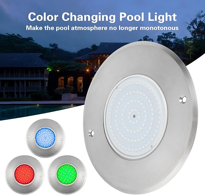 Eapmic 12V 10W Pool Light Underwater Color-Change LED Lights RGB IP68 Without Remote(10W)
