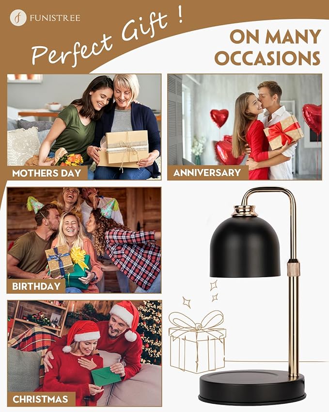 Candle Warmer Lamp with Timer & Dimmable Brightness, House Warming Gifts New Home, Candle Warming Lamp Gifts for Anniversary, Birthday Gifts for Women Mom, Flameless Wax Melt Warmer for Jar Candles