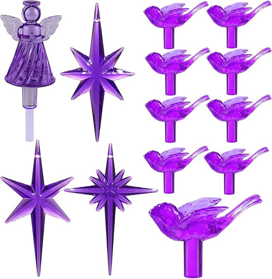 117Pcs Ceramic Christmas Tree Purple Martin Bird Replacement Lights Bulbs and 1 Angel/3Stars Topper Ornament for Ceramic Tree Décor - Medium Plastic Pegs.