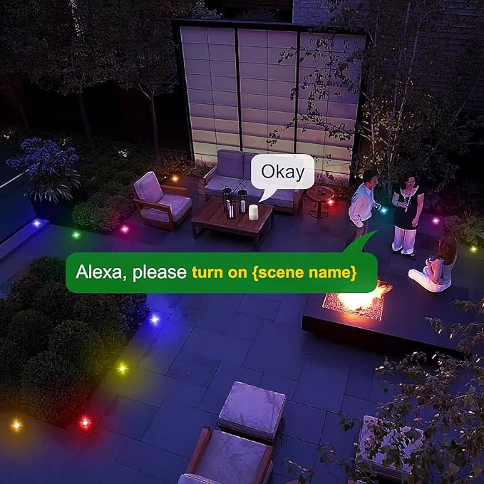 LED Deck Lights Kit, 6Pack 1.22" Low Voltage WiFi RGBW+IC Multicolor Dynamic Recessed Deck Lighting Work with Alexa/Google Home, IP67 Waterproof 12V Step Lights Outdoor for Garden Yard Path Stairs