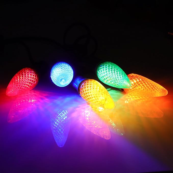 5PCS C9 LED Christmas Light Bulbs - C9 led Bulbs with E17 Base Sockets Replacement Bulbs for Outdoor String Lights - Commercial Grade Multicolored