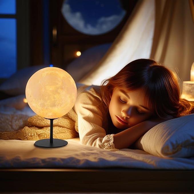 Moon Lamp Bedside Table Lamp for Bedroom, Dimmable Moon LED Night Light with 30 Modes, Desk Lamp Nightstand Lamp for Living Room, Office, Dorm, Kids Room, Birthday Gifts for Kids, Boys, Girls, Teens
