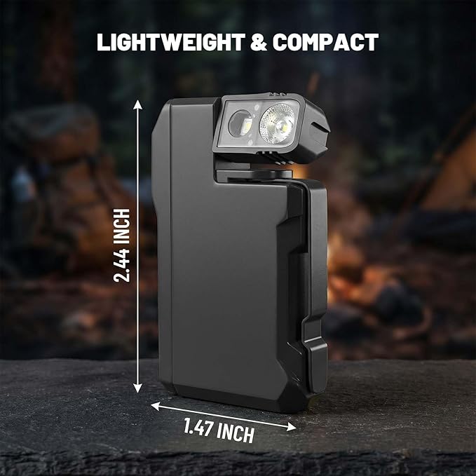 Rechargeable EDC Flashlight, 450 Lumens180° Rotatable Portable Flat Mini Pocket Flashlight, IPX6 Waterproof Multi-Mode RGB Magnetic Keychain Flashight for Home Working Camping Hiking Emergency (Black)