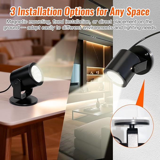 TAYSING LED Spotlight Indoor 5W USB Powered 360 Degree Rotating Mini Display Accent Light for Pictures Paintings Plants Shelves Cabinet Showcase, 1 Pack Daylight White 6000K