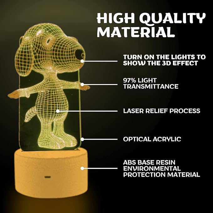 Dog Animal 3D Lamp Night Light Touch Table Desk Lamps 7 Color Changing Lights with Acrylic Flat & ABS Base & USB Charger & Remote Controller