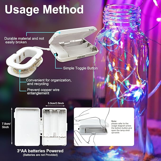 Easter String Lights Battery Operated, Mutilcolor LED Fairy Lights 16FT 50LED Silver Wire String Light Waterproof Easter Fairy Light Indoor for Bedroom Spring Party Christmas Decor(1, Mutilcolor)