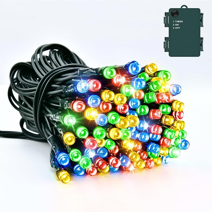 Christmas Lights Outdoor with Timer, Battery Operated Christmas Lights 9.8ft 30LED Christmas Decorations for Small Mini Christmas Tree Multicolor