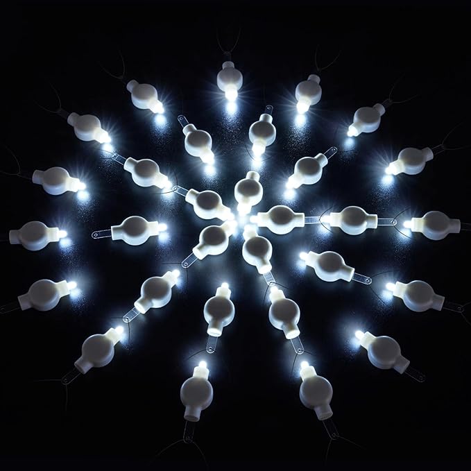 Paper Lantern Lights Battery Operated - Hanging LED Lights with Wire Bright Floral Lighting for Outdoor Indoor Wedding Camping Party Holidays Events Balloon Lanterns Last 36 Hours (White, 30 Pack)