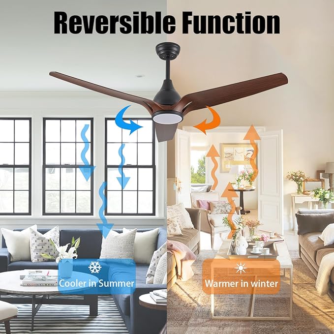 Ceiling Fans with Lights,52 inch Modern Ceiling fan with App and Remote Control,Reversible DC motor ceiling fans,3CCT,Dimmable,Noiseless,Ceiling Fan for Bedroom,Farmhouse,Indoor/Outdoor Use