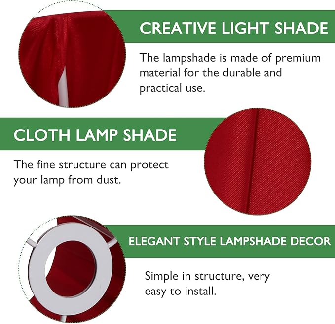 Lamp Shades Cloth Lamp Shade, Pleated Lamp Cover Clip on Lampshade Table Lamp Chandelier Shades for Home (Red) Vintage Decor