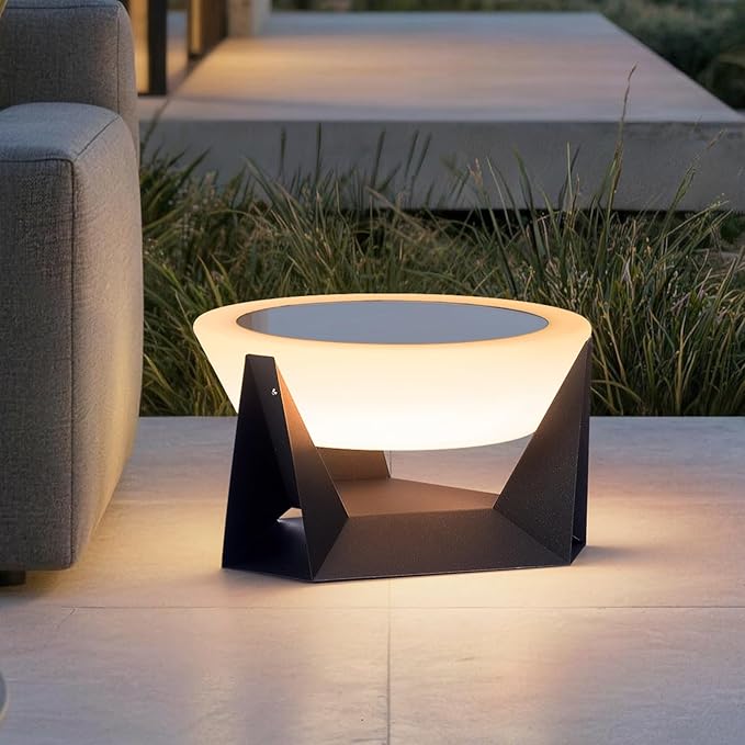 14.96" Dimmable Floor Lamp, 3000K Large Solar Lanterns Outdoor Waterproof, IP54 Waterproof Outdoor Patio Floor Lamp, Remote Control Outside Flooring Lights, Smart Solar Powered Porch Lantern