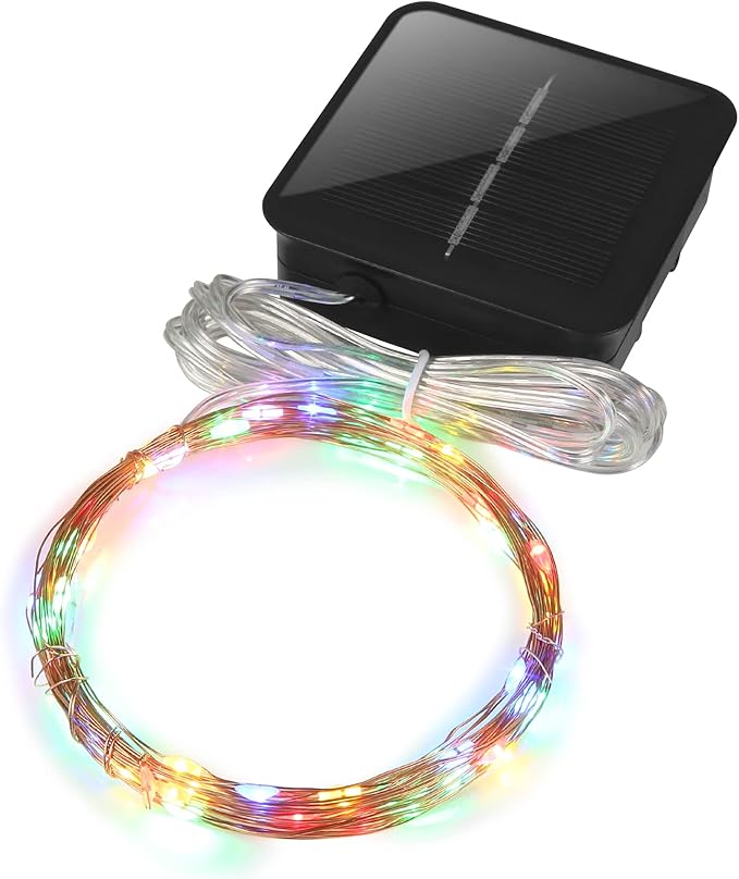 Magicnight Mini Solar String Lights Outdoor Short Tiny Fairy Twinkle Firefly Light 15 Feet 50 LEDs for Outdoor Garden Backyard décor,Multi Colors