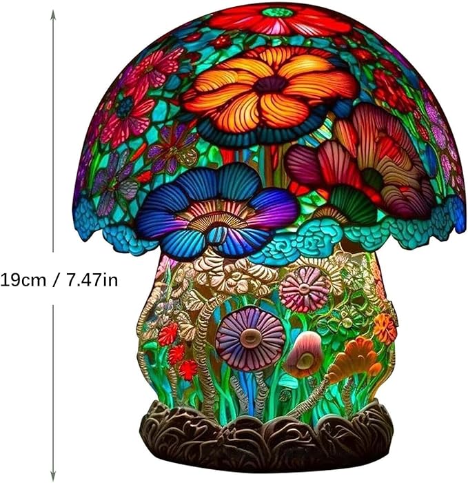 Mmoneyake Painting Mushroom Table Lamp, 2023 New Stained Plant Night Light,Bohemian Resin Mushroom Decorative Bedside Lamp for Bedroom Living Room Home Office Decor Gift