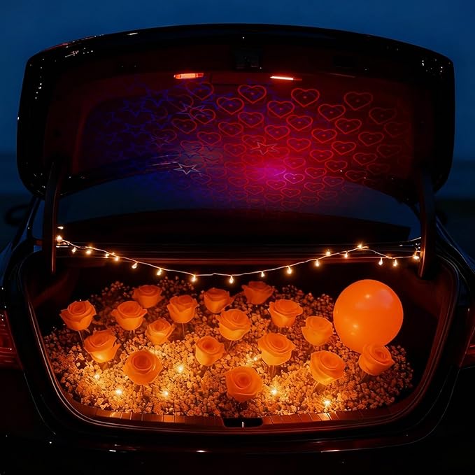 VIHOSE 2 Pack Valentine's Day USB Star Projector Night Light Adjustable Romantic Projector Car Interior Roof Lights Portable LED Night Herat Lamp Atmosphere for Valentine Ceiling, Bedroom, Party