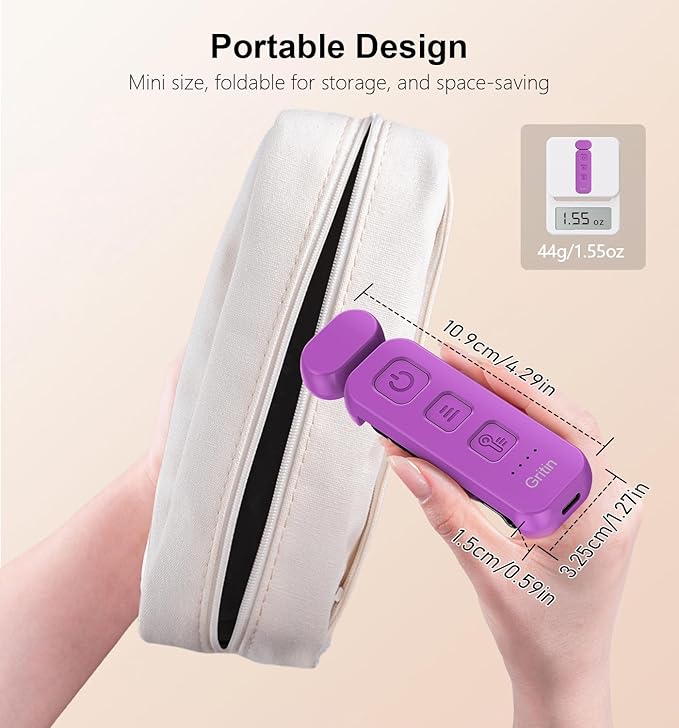 Gritin Reading Light, Rechargeable Book Light for Reading in Bed - Eye Caring 3 Color Temperatures, 5-Level Dimmable Brightness, Long Lasting, Compact Size Clip on Book Lamp for Bookworms-Dark Purple