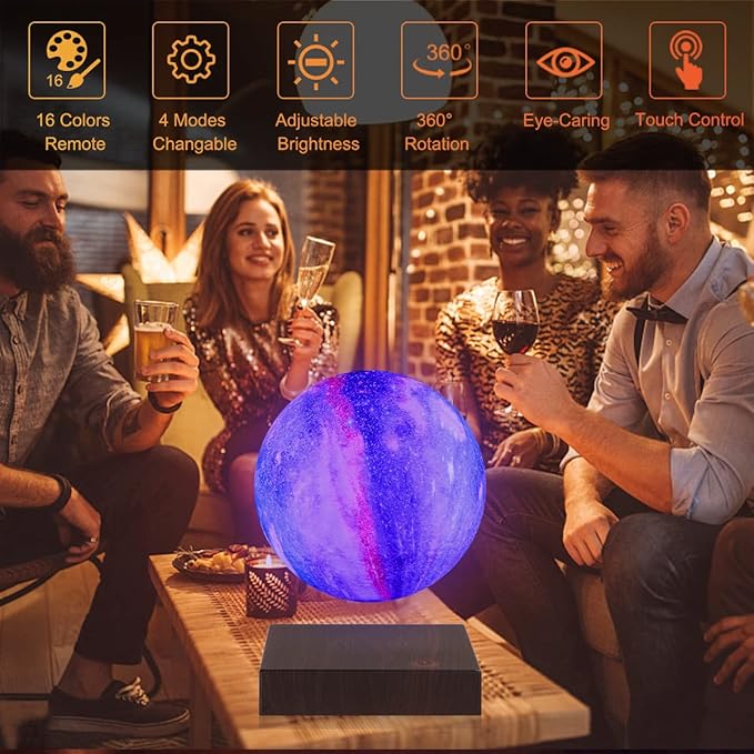UVEHAS Levitating Galaxy Moon Lamp - 16 Colors Magnetic Levitation Floating 3D Moon Light, with Remote Control Spinning in Air LED Galaxy Night Lights for Office Home Decoration Christmas Gift