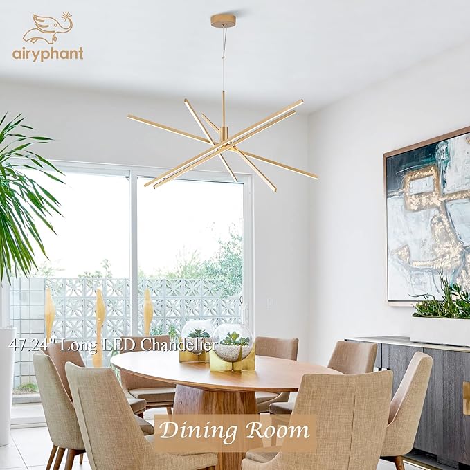 Gold Chandelier 47” Big High Ceiling Chandeliers Big Modern Remote Control Chandelier for Large Living Room Dining Room Foyer