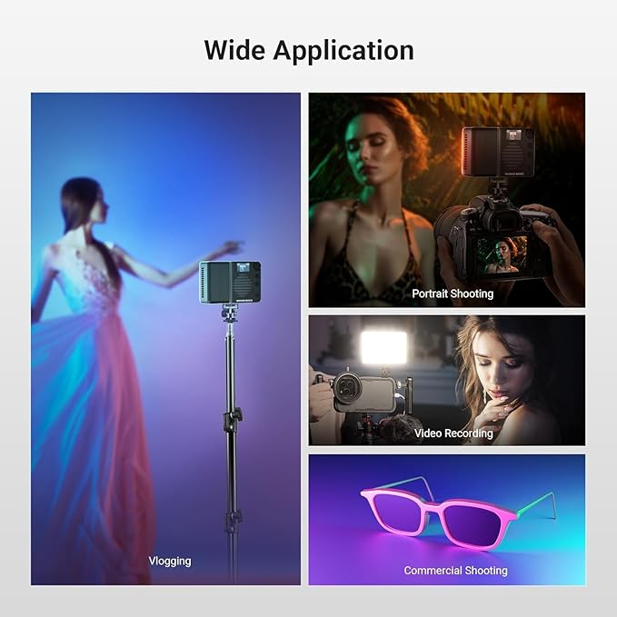 NEEWER BASICS BS40C Full RGB Magnetic Camera Video Light, 45W Boost Mode, Small LED Panel Lighting 4800lx/0.5m CRI95+ 2500-10000K 14 Scenes 5000mAh for DSLR Tripod Streaming Photography Vlog Recording