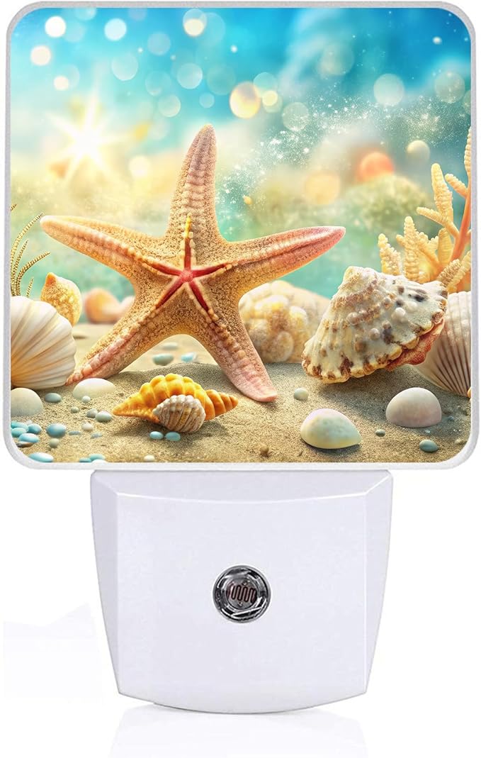 Beach Seashell Night Light,Night Lights Plug into Wall,Led Lamp for Stairway/Hallway/Bedroom 0.5W Nightlight Sleep Friendly