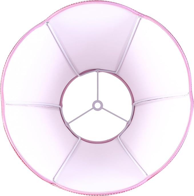 GO&SO Pink Lamp Shade Medium Scalloped Lamp Shade,6"Top x 13"Bottom x 10.6"Vertical Height (Spider),Edge Petal Braid Bell Shades for Table Lamps&Floor&Bedside Lamp,Modern Lampshade-Easy Assembly