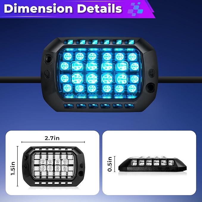 12 Pods 36 LEDs RGB Rock Lights Compatible with 12V Trucks Jeep UTV SUV ATV Boat Golf Cart,Waterproof, Multi-Color App/Remote Control Underglow Lights with Music Mode Plug and Play Easy Installation