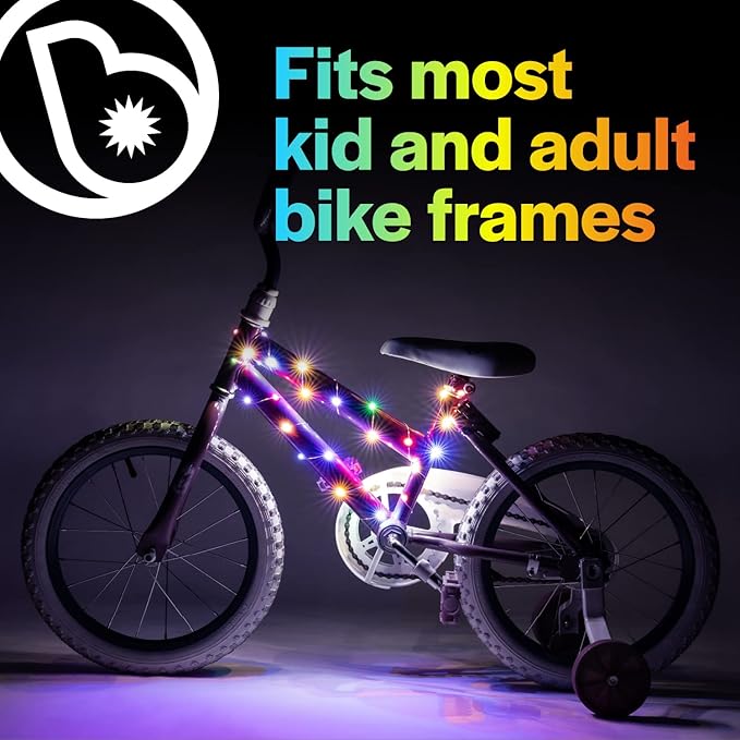 Brightz CosmicBrightz LED Bike Frame Rope Light - 6.5-Foot String Rope - Battery-Powered with On/Off Switch - Ultra Bright Color Keeps Your Ride Fun and Safe for Kids, Teens, & Adults