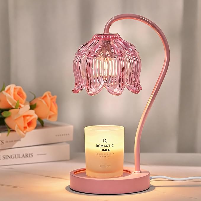 Pink Candle Warmer Lamp with Timer Dimmable,Lily of The Valley Candle Lamp Warmer, Valentines Day Birthday Gift Idea for Women Her Mom Who Have Everything, Wax Warmer for Jar Candles