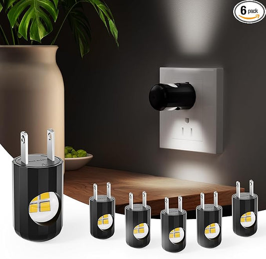Plug-in LED Night Lights,Automatic Night Lights Plug into Wall,Dusk to Dawn Sensor 4000K,Bathroom, Hallway, Bedroom,Kitchen, Stairways, Non-Dimmable,6 Pack