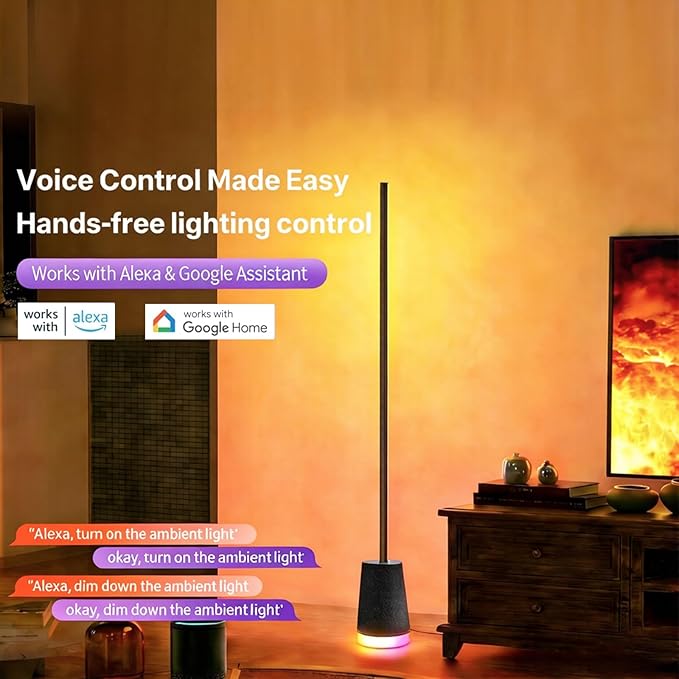 65in Smart Floor Lamp Plus with 36wBluetooth Speaker RGB+ICWW 16 Million Colors LED & Music Sync Alexa & Google Voice Control Corner Light for Living Room Bedroom 1600 Lumens Standing lamp