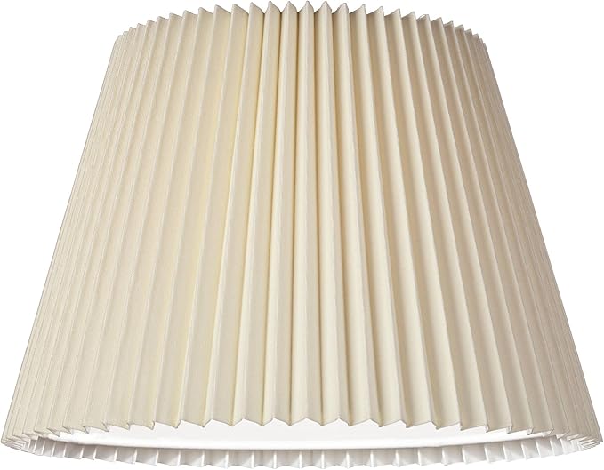 Ivory Linen Knife Pleat Large Lamp Shade 9" Top x 14.5" Bottom x 10" High (Spider) Replacement with Harp and Finial - Springcrest