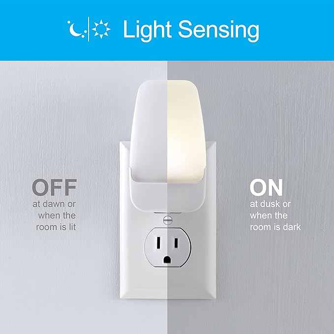 GE LED Night Light, Plug-in, Dusk to Dawn Sensor, Warm White, Ambient Lighting, Ideal Nightlight for Kids, Adults, Bedroom, Bathroom, Nursery, Hallway, Kitchen, 46478, 8 Pack