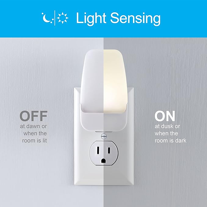 GE LED Night Light, Plug-in, Dusk to Dawn Sensor, Warm White, Ambient Lighting, Ideal Kids Adults Nightlight for Bedroom, Bathroom, Nursery, Hallway, Kitchen, 30966, 2 Pack