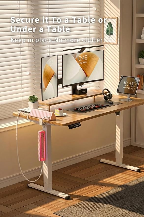 Desk Clamp Power Strip with Nightlight, 40W Fast Charging, 6FT Extension Cord, 4x20W USB-C & 2 USB Ports, 5 AC Outlets, Fits 1.69-Inch Table Edges