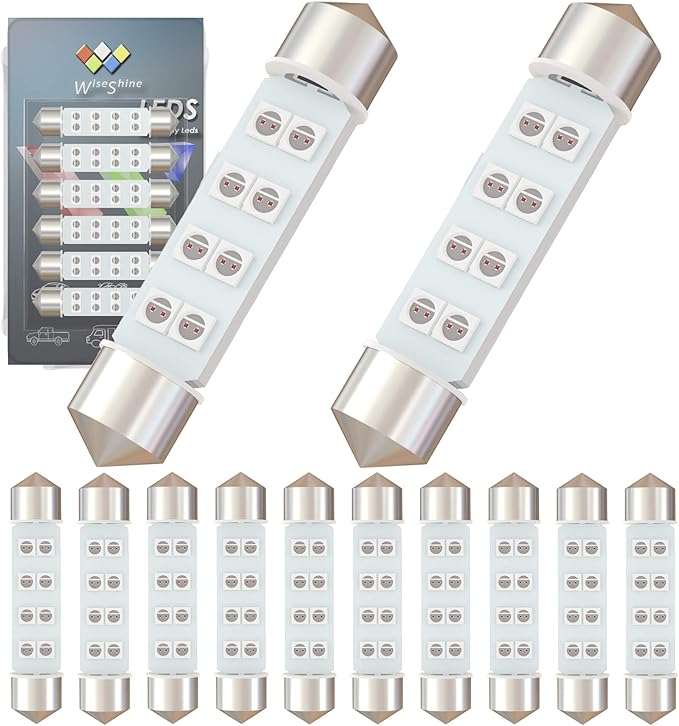 DC 24V 44mm 578 Festoon LED Car Bulb Red 212-2 214-2 LED Bulbs for Truck Marine Boat Interior Door Cargo Lights(Pack 12)