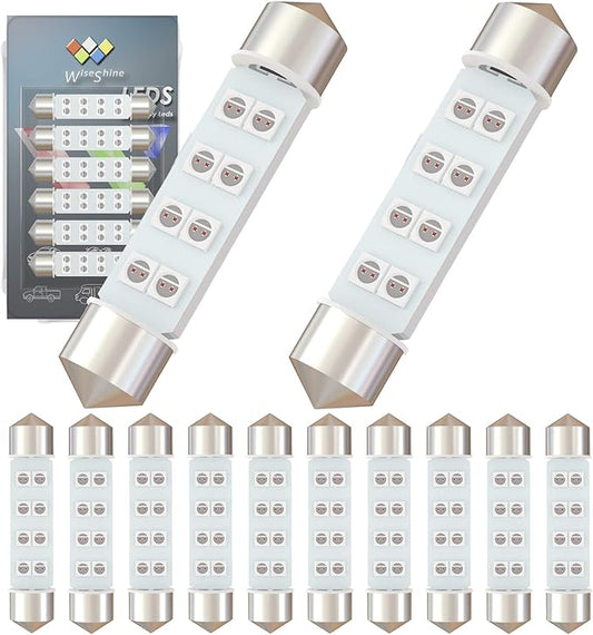 DC 24V 44mm Festoon LED Bulb 578 569 Amber Yellow 561 562 567 6429 LED Car Bulb for Truck Interior Door Cargo Lights (Pack 12)