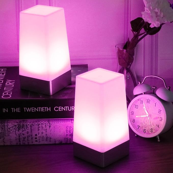 WRalwaysLX 2pack Square Remote Control Night Light Bedside lamp Color Changing powe by 3AA Batteries(not Include)