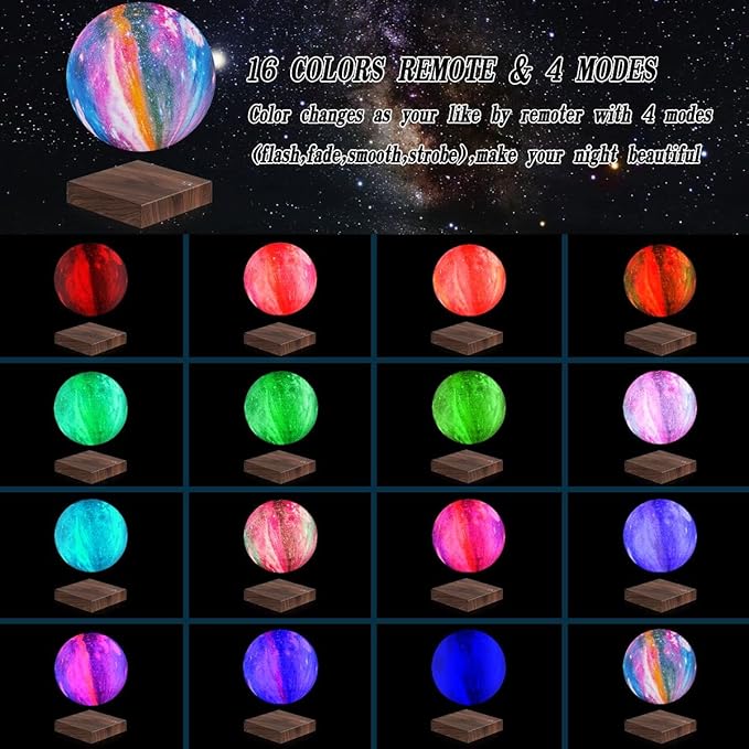 VGAzer Levitating Moon Lamp – Floating Globe Ball Lamp-16 Colors Galaxy Moon Lmap