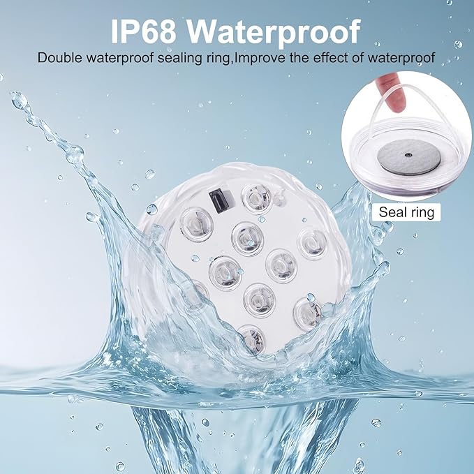 4Pcs Wireless Bathroom Lights with Remote Control, Battery Powered Multi Color Shower Lights, Waterproof Vanity Led Light for Bath Shower Spa Room, for Over Mirror Wall Ceiling Light