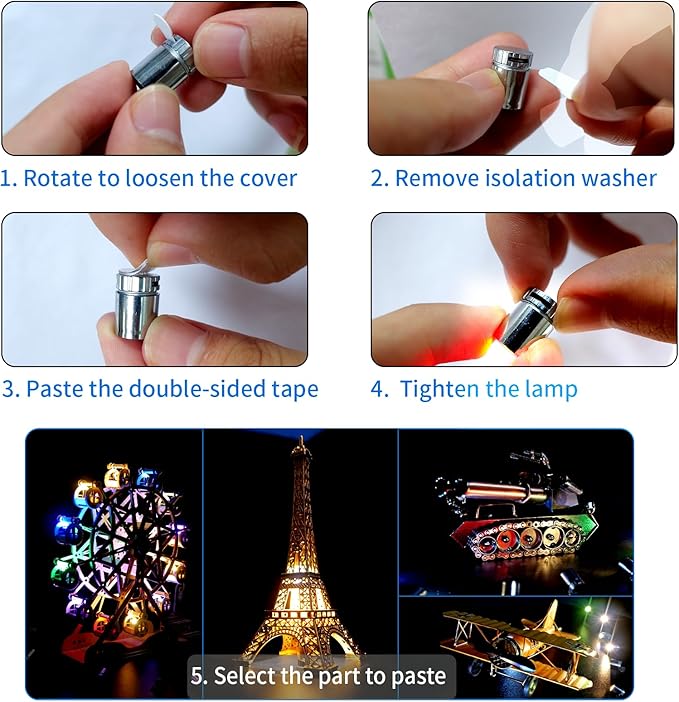 Mini LED Lights, 10 PCS Small Spotlight Battery Operated Tiny SMD Lamp for DIY Craft & Creative Decor. Perfect for Miniatures, Displays, and Custom Projects (Multi Color Changing)