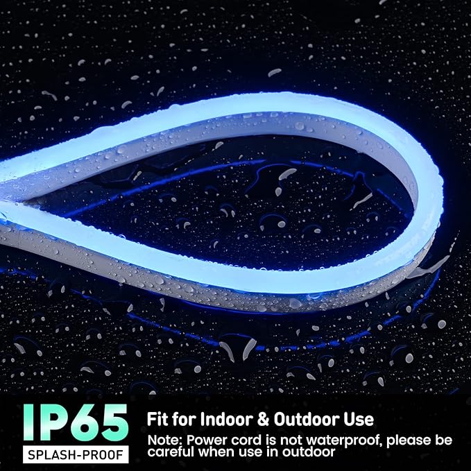 GZBtech Flexible LED Neon Rope Lights 33FT,AC 110-120V Waterproof Strip Light, 120 LEDs/M Cuttable Connectable Neon Lighting for Indoor Outdoor Home Decor/Commercial Building Use-Blue 10M, ETL Listed