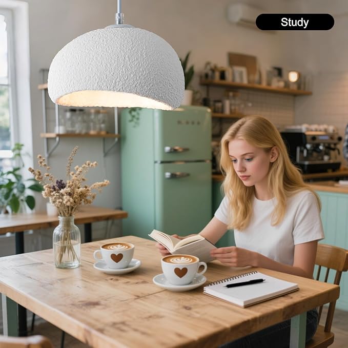 7.87 inch Wabi Sabi Pendant Light Modern Japanese Ceiling Fixture for Dining Room Kitchen Island Hallway, White E26 Base Hanging Lamp (20cm/7.87in)