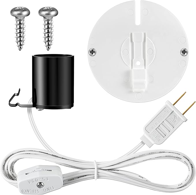 Meonum 1 Set Blow Mold Light Kit Replacement, E27 E26 Single Light Cord Kit with Switch Fuse Plug, for Indoor Outdoor Halloween Christmas Village House Craft Decorations and Salt Lamp