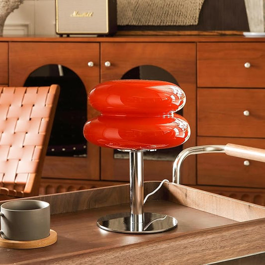 Mushroom Lamp Table Lamp for Night Stands,Mid Century Modern Desk Lamps for Bedroom, Vintage Dimmable Bedside Small Lamps, Cute Cool Home Room Aesthetic Decor for Living Room(Orange Red)