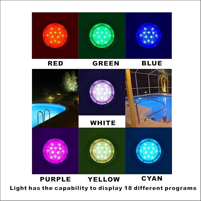 Voswitch Poolexa SS06150 6 inch Small LED Color Inground Pool/Spa Light for Wet Niche with 150 Foot Cord (Controller Included)
