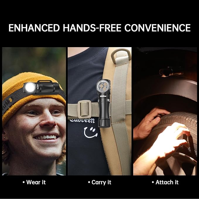 Wurkkos Flashlight Rechargeable 1200 Lumens Small Flashlights with Magnet - HD10 Right Angle Flashlight with Anduril 2.0 RGB UI, IP68 Pocket Flash Light for Headlamp Use,Working,Hiking,Climbing-4000K