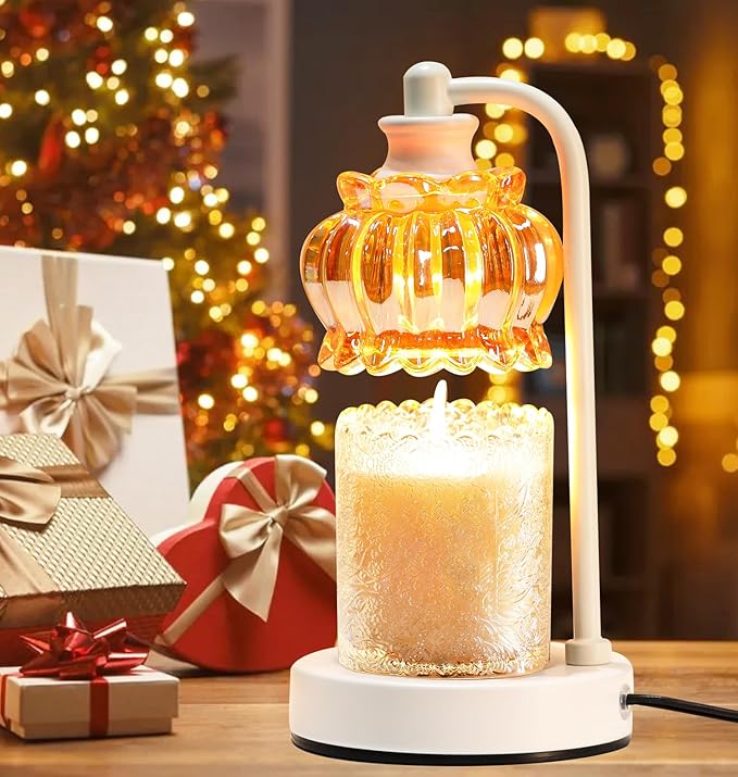 Candle Warmer Lamp with Timer, Dimmable Candle Lamp Wax Melt Warmer with 2 Bulbs, Electric Candle Warmer Light for Bedroom Living Room Birthday Christmas Gifts for Women Mom