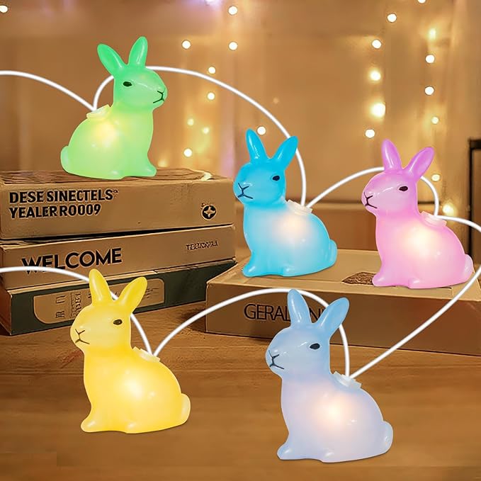 Couah 8.5Ft Multicolor Easter Lights with 10 LED Bunny Lights Plug in Easter String Lights Waterproof for Home Indoor Outdoor Garden Spring Party Easter Decorations