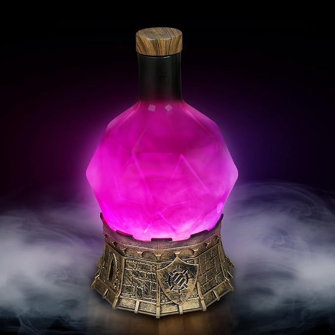 Enhance Gaming Sorcerer's Potion Light with Swirling Mystical Brew - Potion Bottle Mood Light Prop for Tabletop Game Immersion, Playroom, Desk Decor - Soft Glowing Whirling Potion (Purple Elixir)